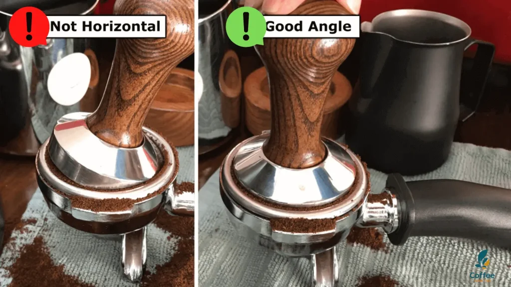 Showing the right Tamper angel/art of tamping